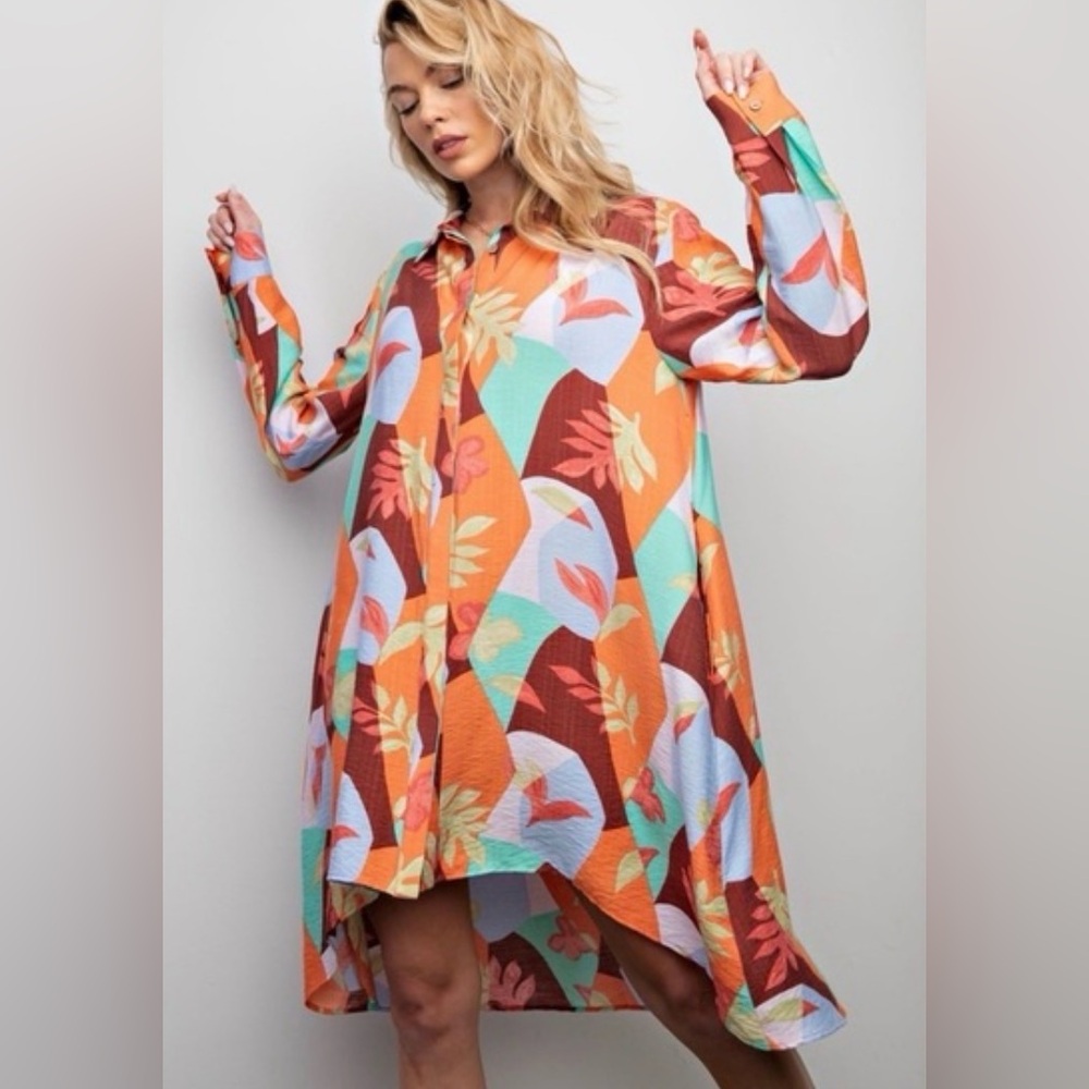 #970 Beautiful Easel Hi Low Colorful Dress